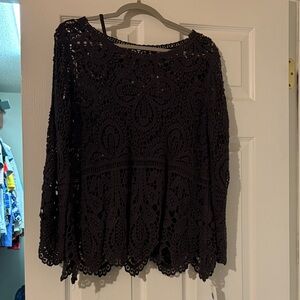 Chic Black Lace Women's Blouse